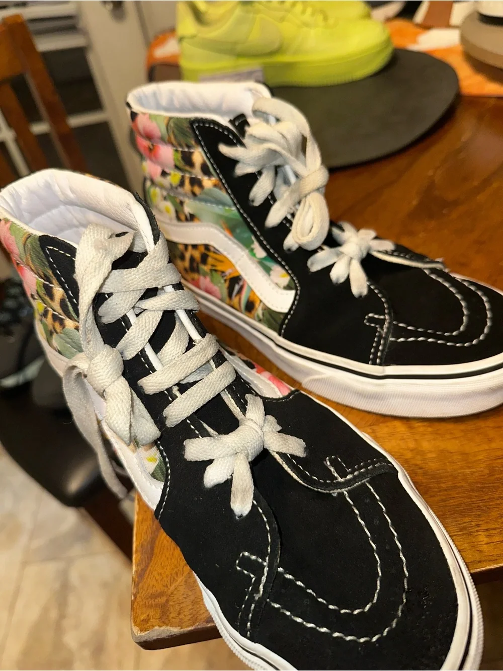 Vans High-Top Sneakers Black with Floral & Leopard Panels